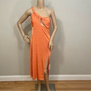 Cider One Shoulder Orange MIDI Dress